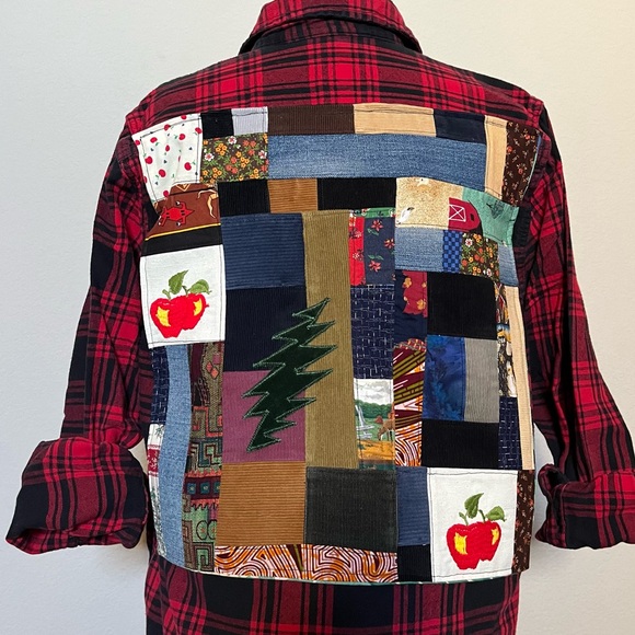 farm picker patchwork grateful autumn harvest tour company dead 💀❤️⚡️💙 flannel - Picture 2 of 11